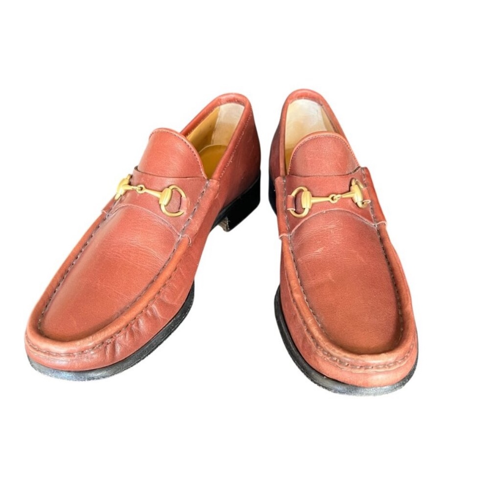 Vintage Gucci 1953 Horsebit Brown Leather Loafers with Gold Accents Size 7 - Picture 4 of 11